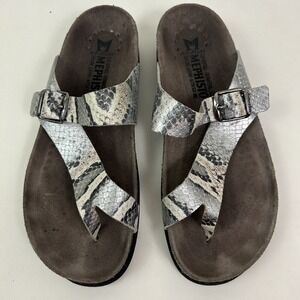 Mephisto Women Sandals Size 37/7 Helen Thong Snake Print Buckle Comfort